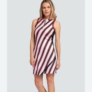 Tail Black Red White Striped Sleeveless Golf Dress Small